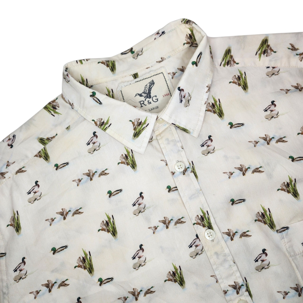 Rodd & Gunn New Zealand Long‎ Sleeve Button Up Mens XL Italian Fabric Duck Print